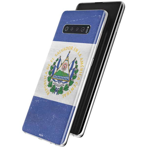 El Salvador Flag Distressed Galaxy S10 Plus Skin